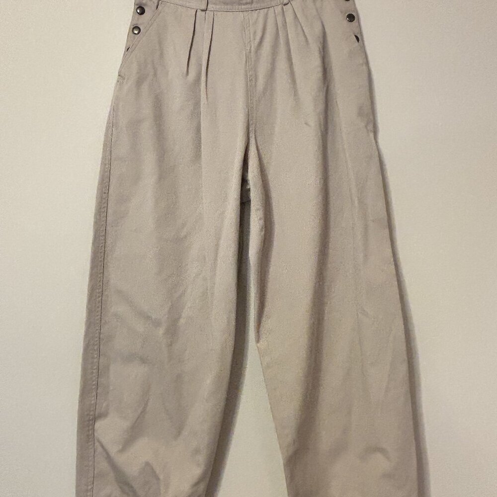 Liz Claiborne Y2K Beige Utility Trousers w/ Side Snaps - Vintage Vibes